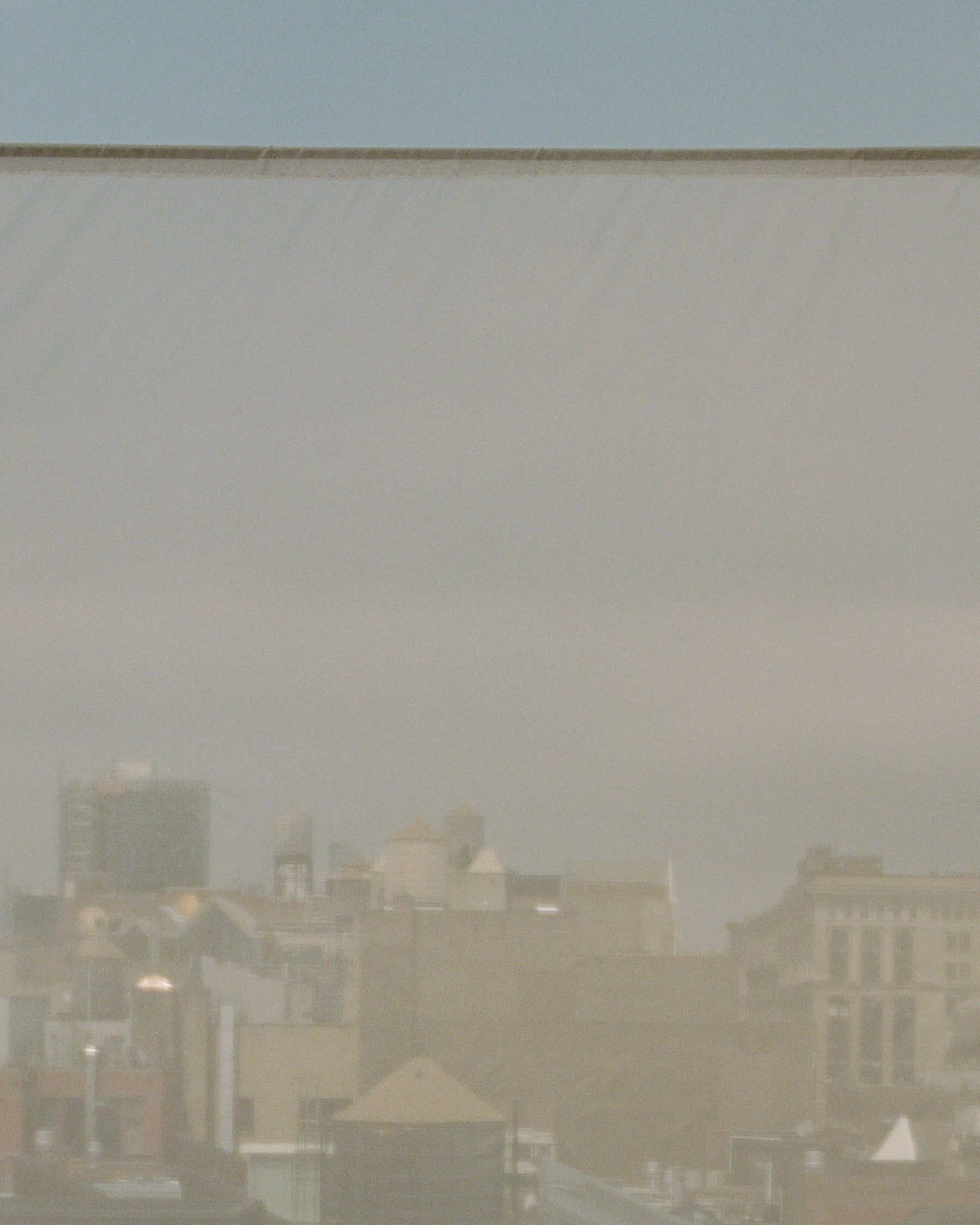 closeup secton of a hazy view of downtown new york